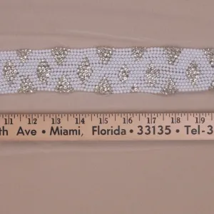 2" White  Floral Rhinestones and Crystals with White Pearls Trim