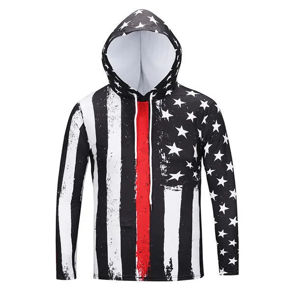 3D Printed American Flag Casual Sport Hoodies