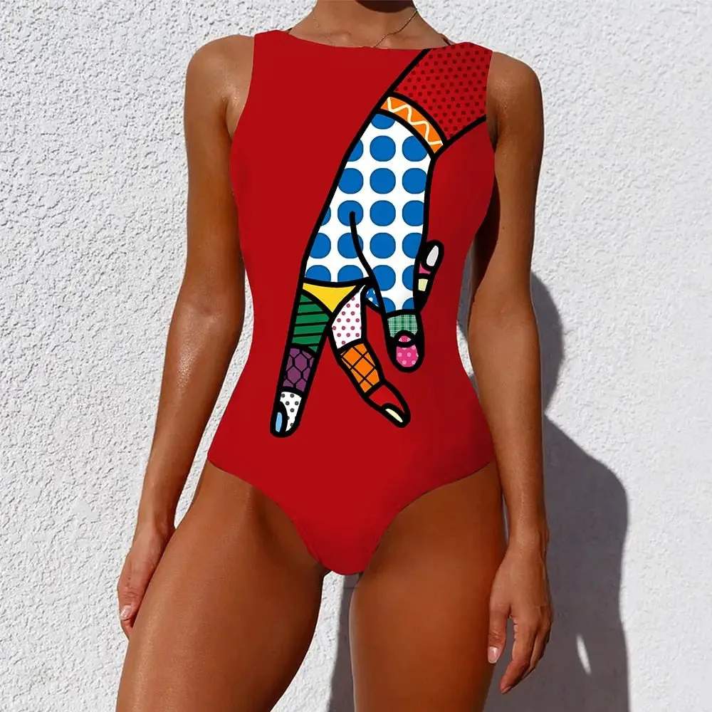 Abstract Colorful Graffiti One-Piece Swimsuit