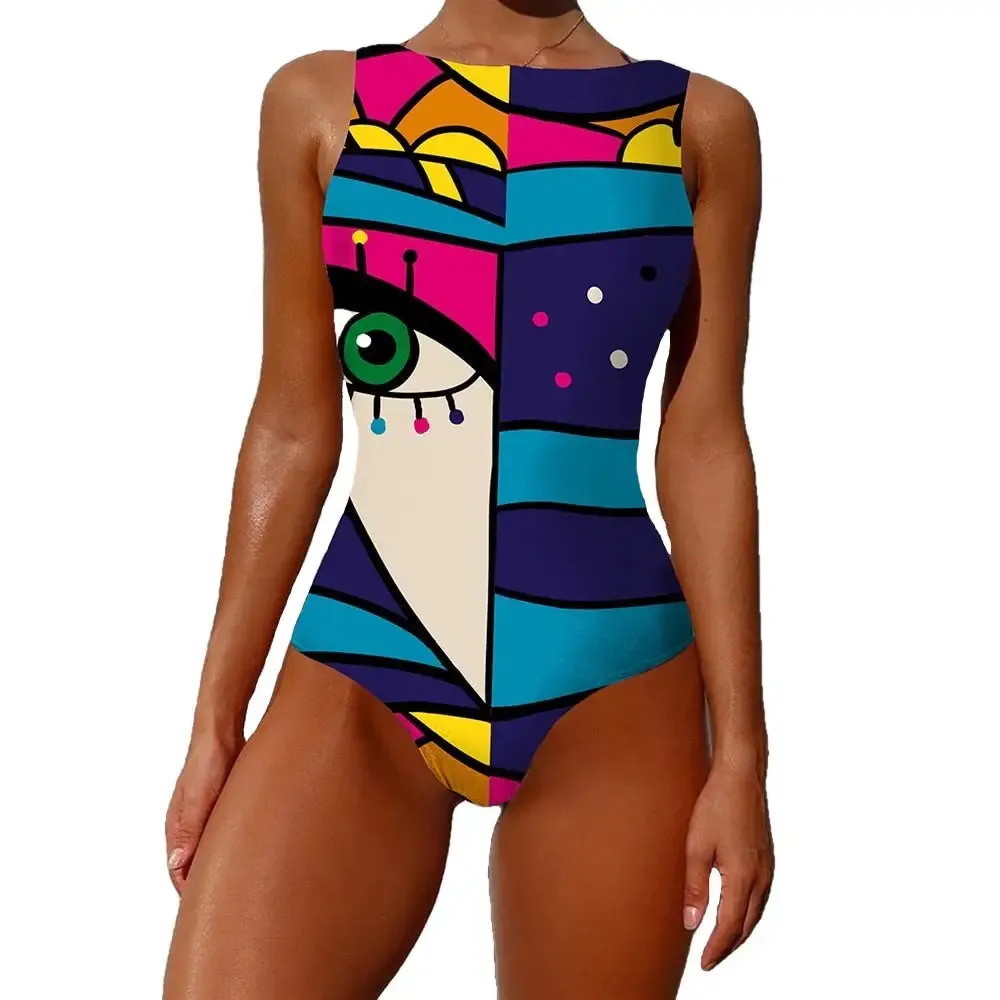 Abstract Colorful Graffiti One-Piece Swimsuit