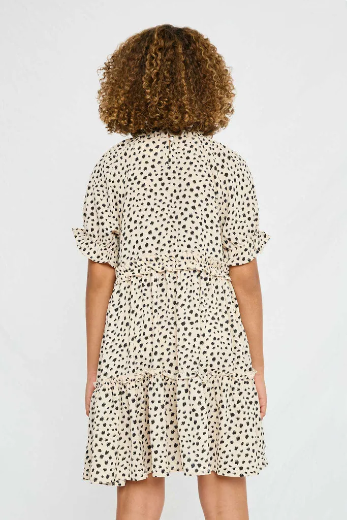 Abstract Dot Ruffle Tiered Dress