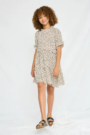 Abstract Dot Ruffle Tiered Dress