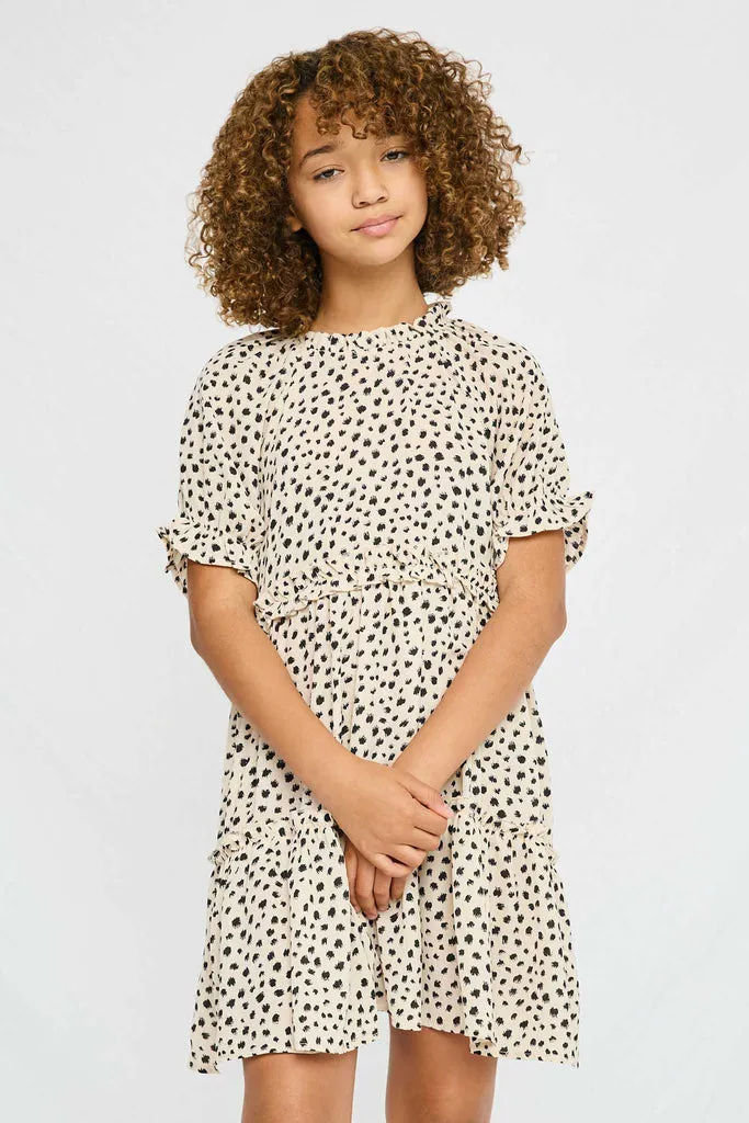 Abstract Dot Ruffle Tiered Dress