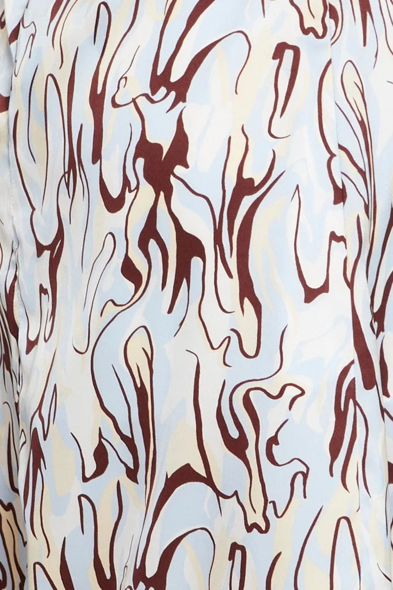 Abstract Print Midi Dress Short Sleeve