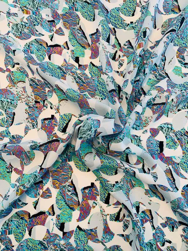 Abstract Printed Silk Georgette - Multicolor