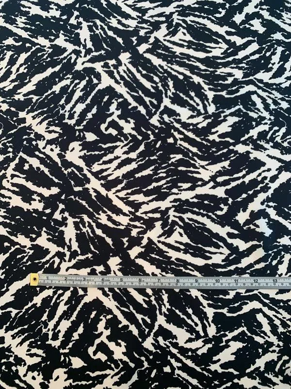 Abstract Printed Silk Twill - Black / White