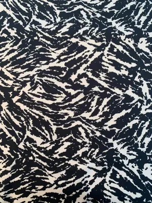 Abstract Printed Silk Twill - Black / White