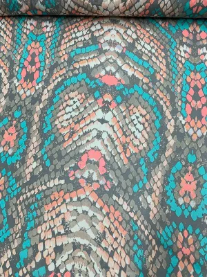 Abstract Snakeskin Printed Silk Chiffon - Multicolor