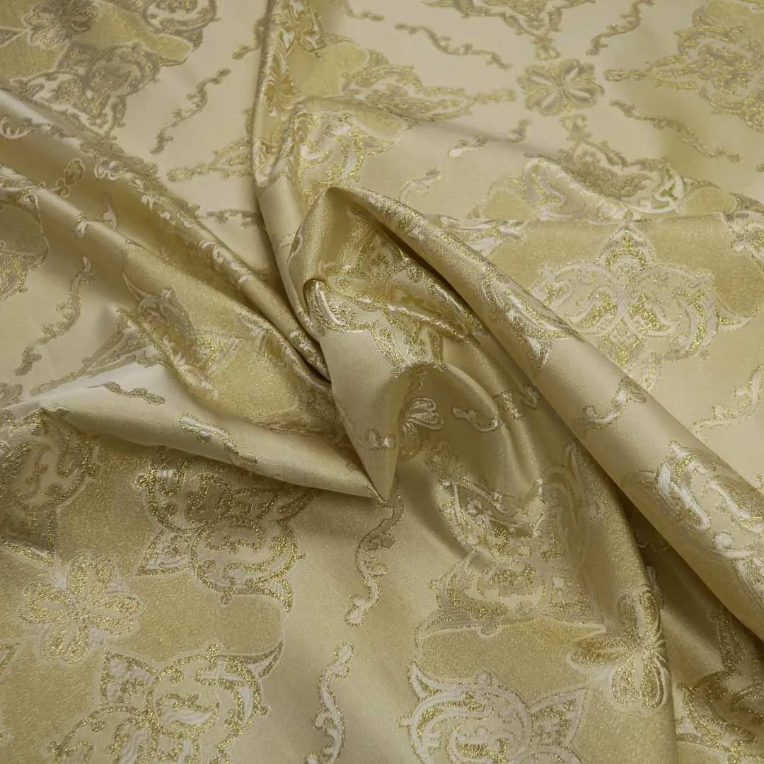 Abstract Textured Gold Brocade Fabric