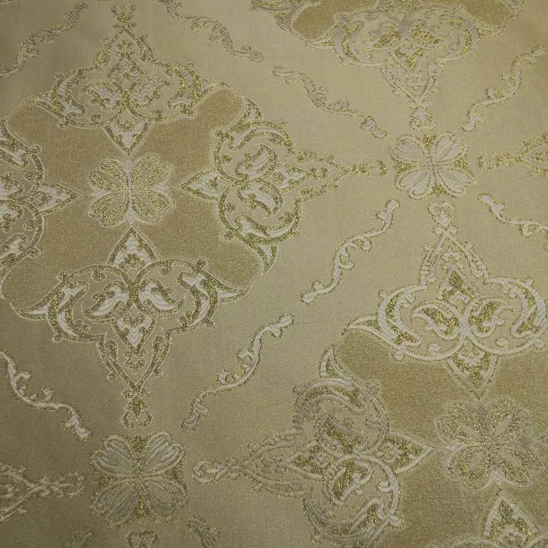 Abstract Textured Gold Brocade Fabric