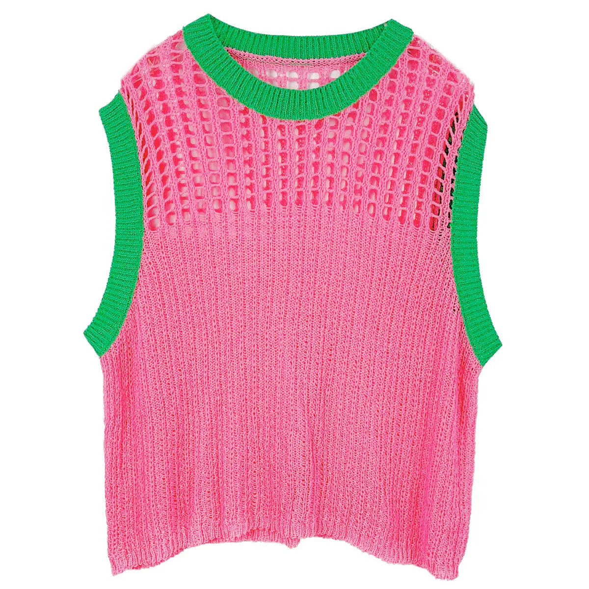 AKA Vest Top Pink and Green Alpha Kappa Alpha Inspired Crochet Sweater