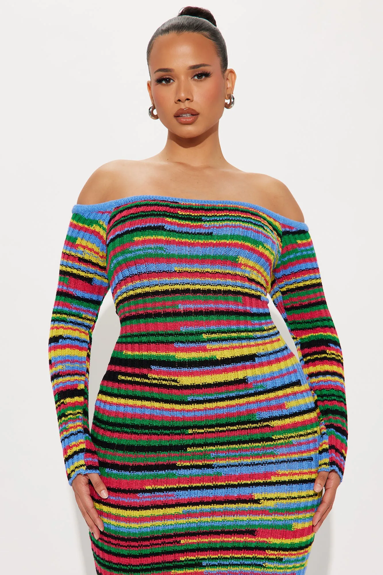 Amelia Striped Sweater Maxi Dress - Multi Color