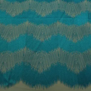 Aqua Abstract Embroidered Tulle Fabric