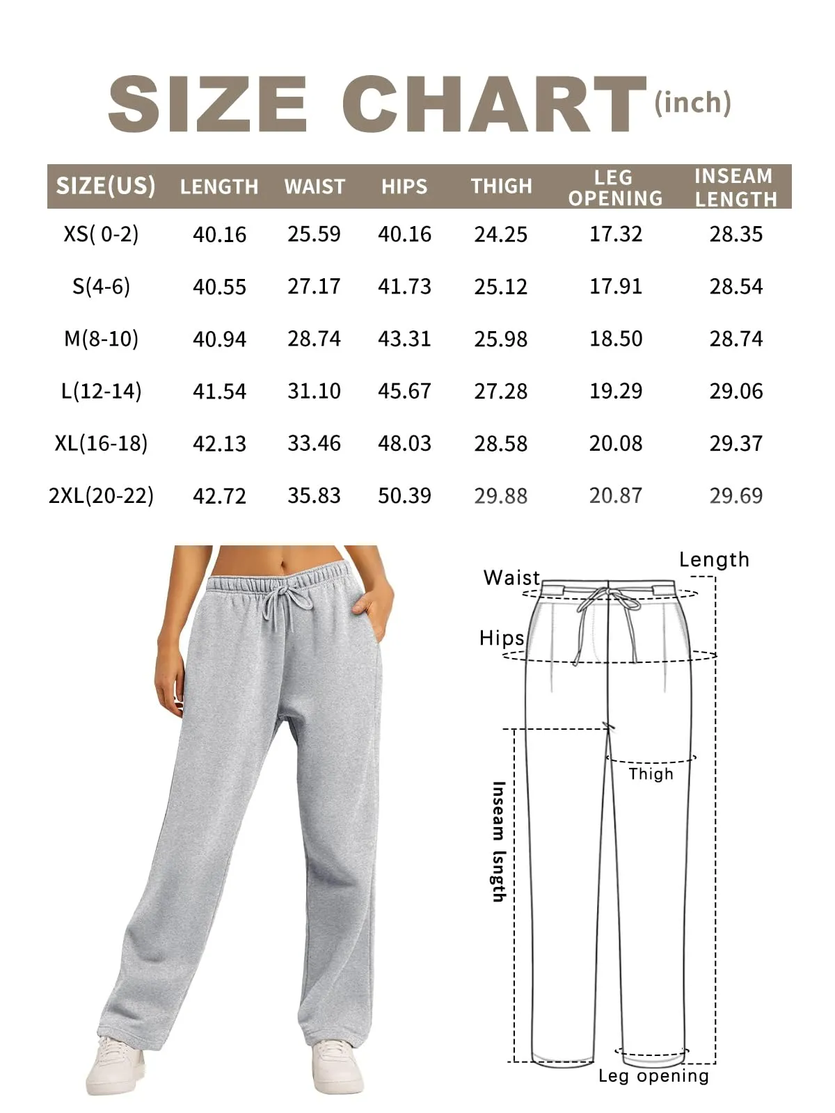 AUTOMET Women's Wide Leg Sweatpants Fleece Lined Baggy Straight Leg Lounge Pants Fall Outfits Athletic Joggers with Pockets CoffeeGrey S