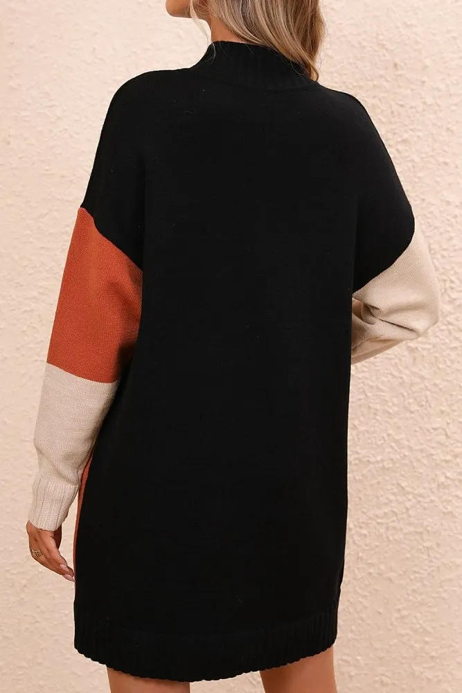 Autumn Is Here Color Block Sweater Dress