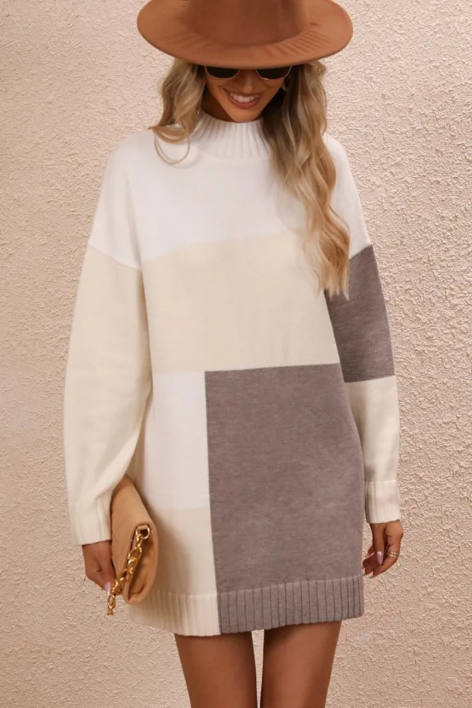 Autumn Is Here Color Block Sweater Dress