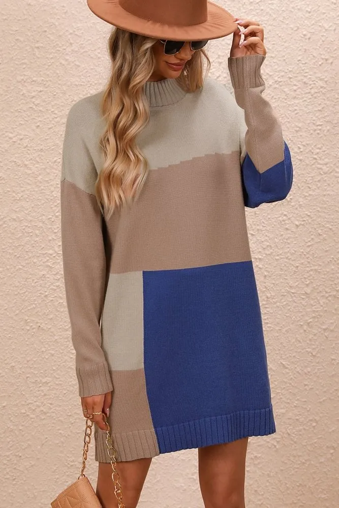 Autumn Is Here Color Block Sweater Dress