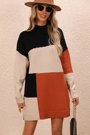 Autumn Is Here Color Block Sweater Dress