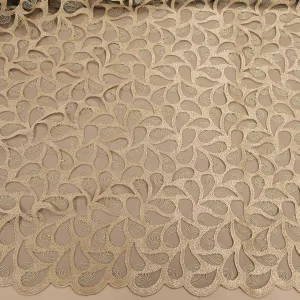 Beige Abstract Embroidered Tulle Fabric