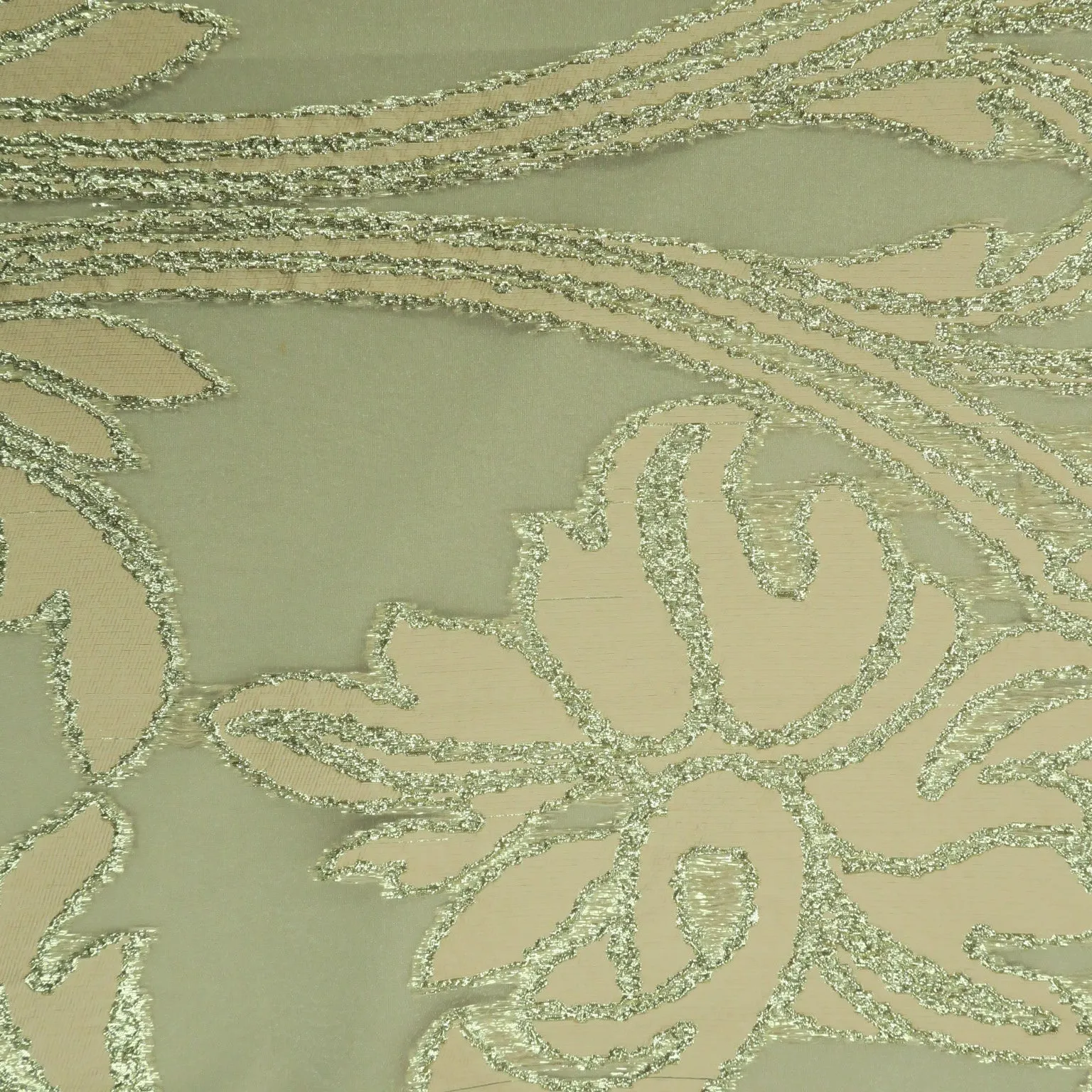 Beige and Gold Abstract Textured Brocade Fabric