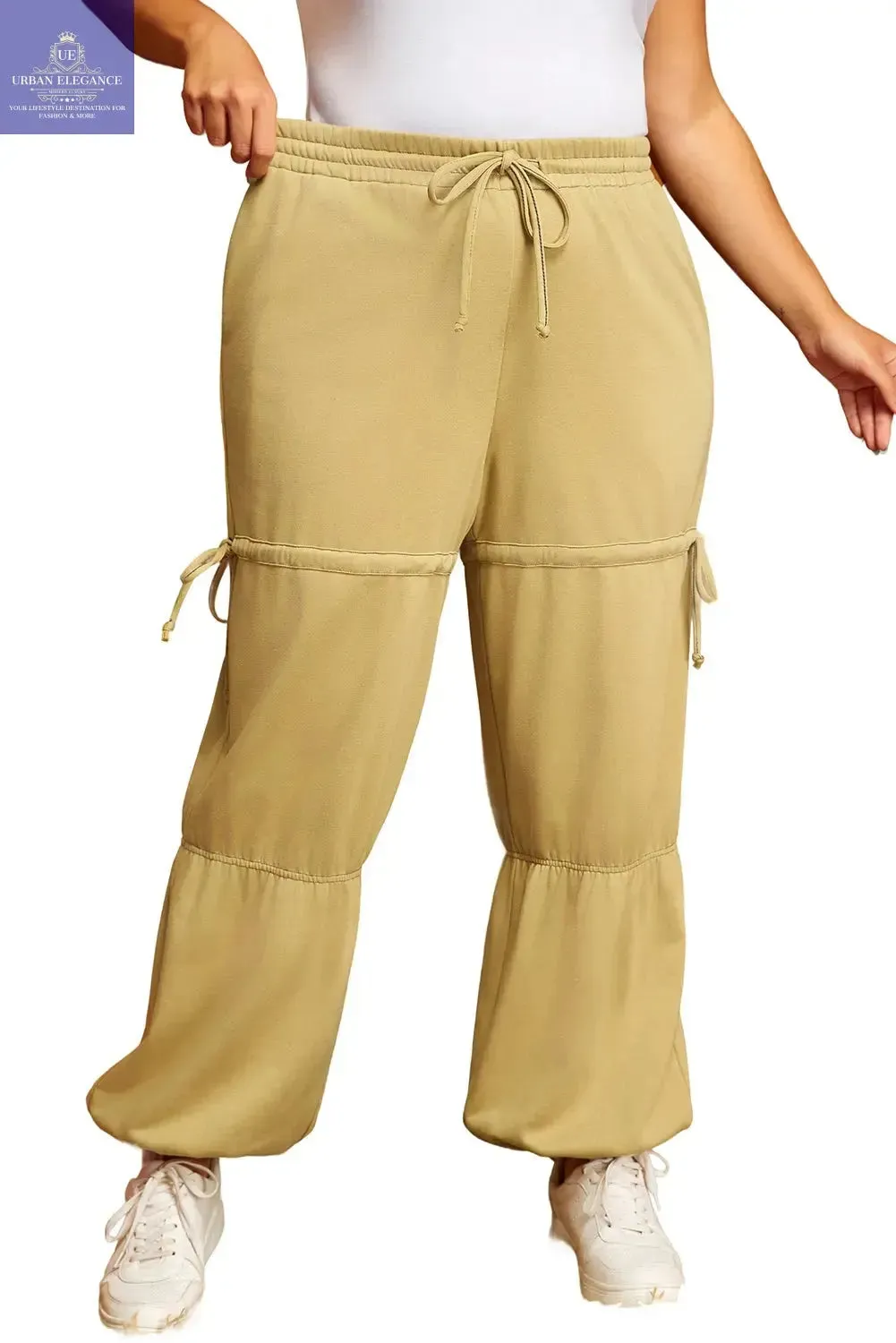 Beige High Waist Plus Size Pants