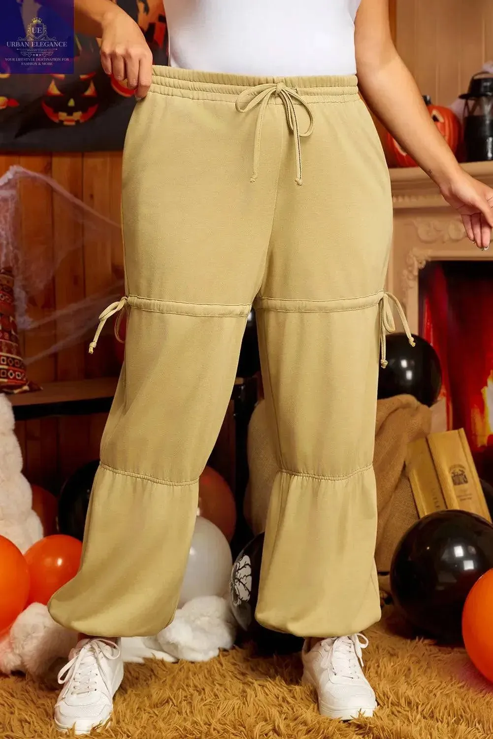 Beige High Waist Plus Size Pants