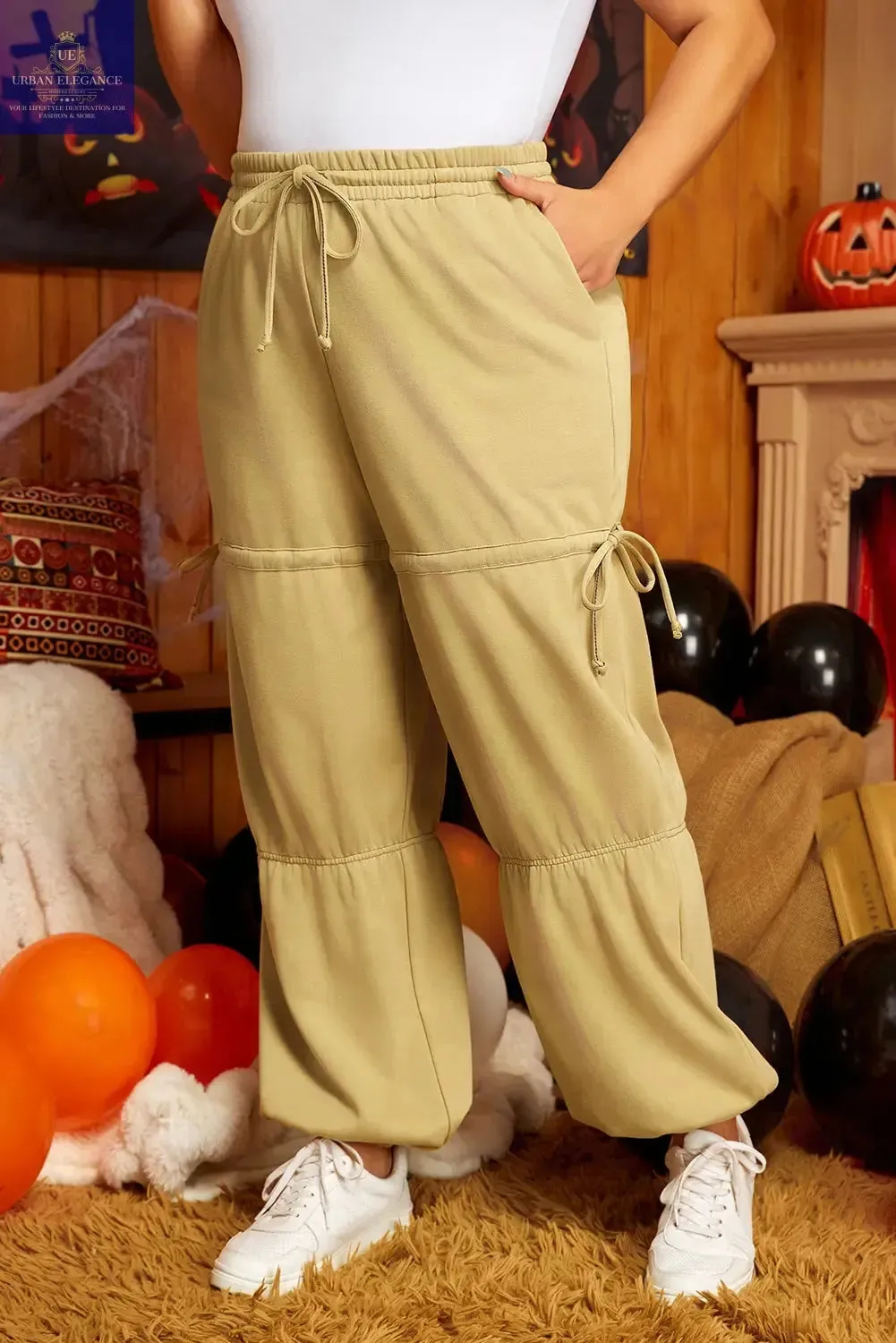 Beige High Waist Plus Size Pants