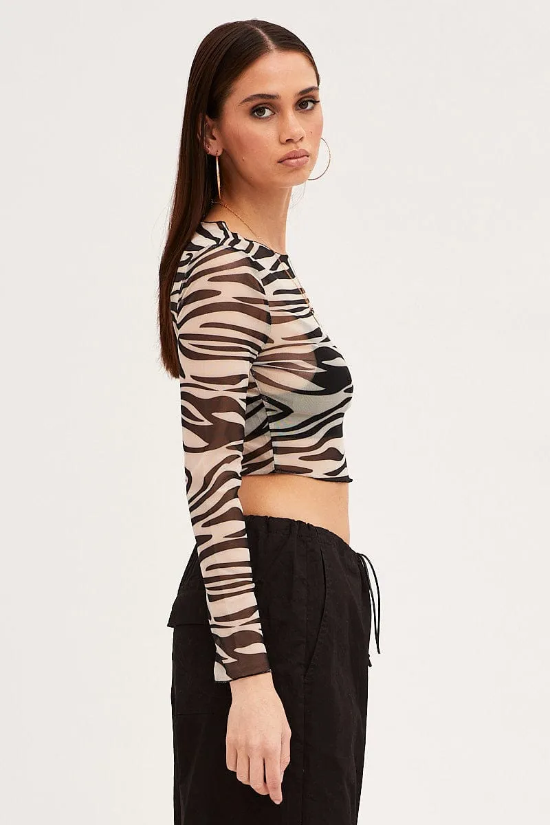 Black Abstract Abstract Print Top