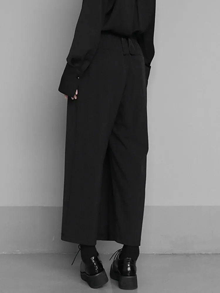 Black Brief Pleated Long Trousers