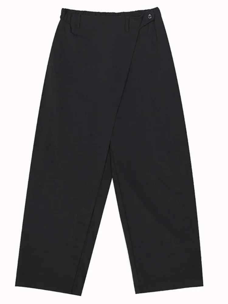 Black Brief Pleated Long Trousers