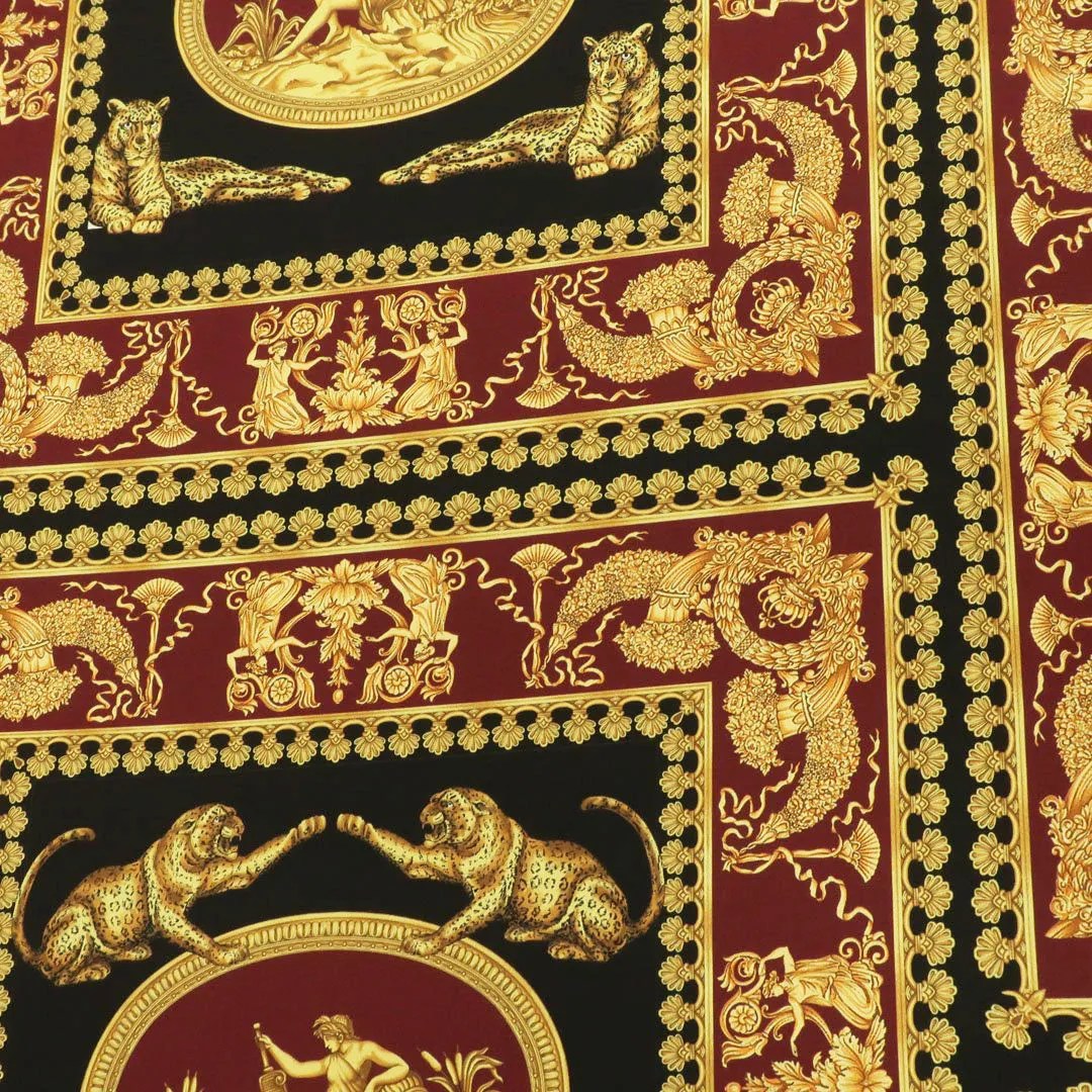 Black, Burgundy and Gold Printed Fabric