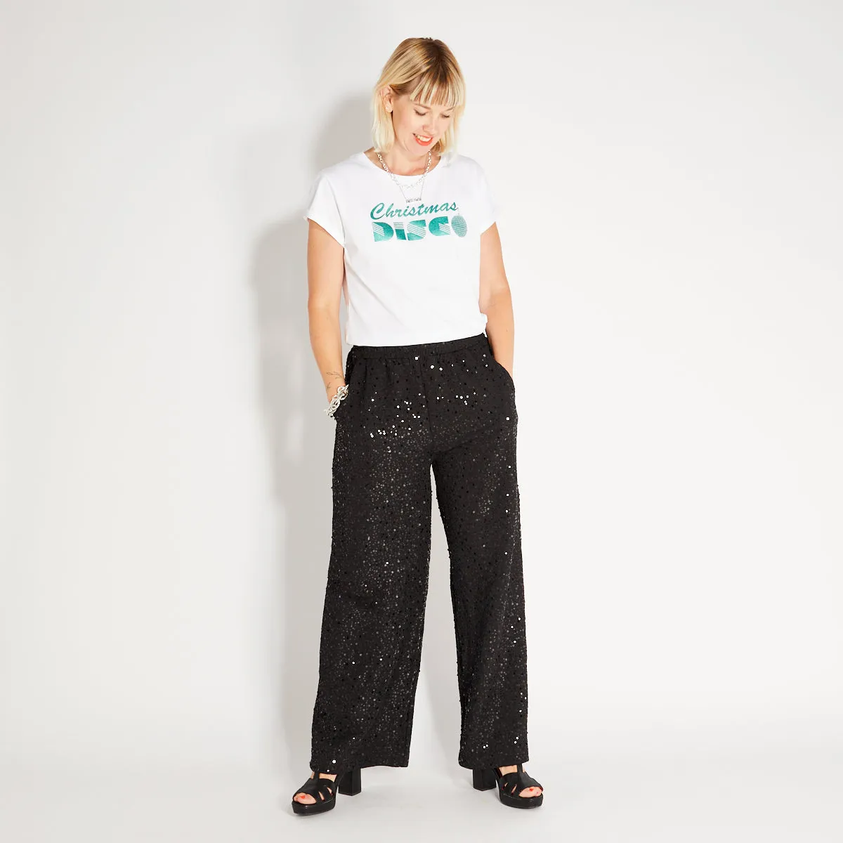 Black Sequin Trousers