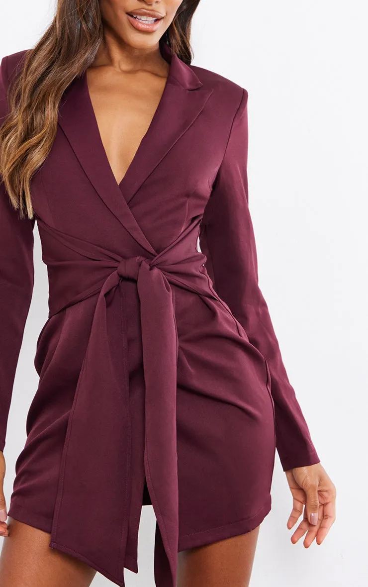 Black Wrap Detail Blazer Dress