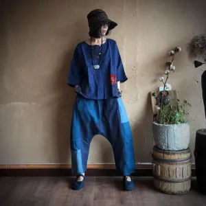 Blue Linen Harem Pants | Hippie