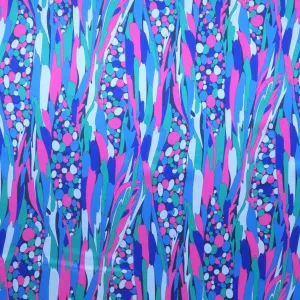 Blue Purple & Aqua Abstract Bubbles Printed Silk Charmeuse Fabric