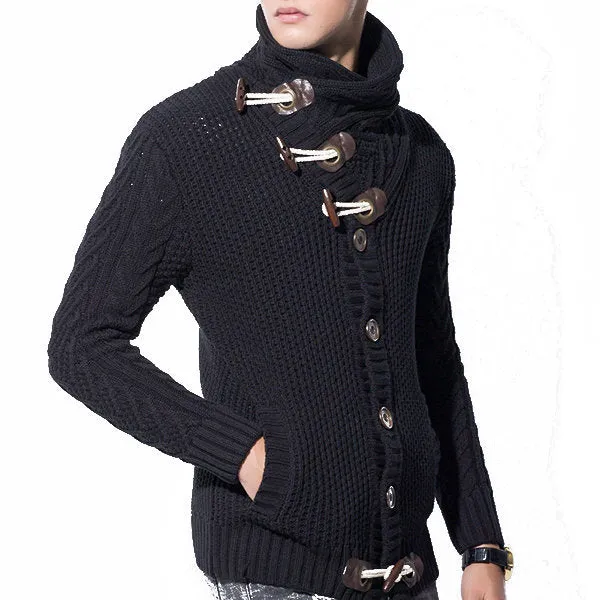 Button Design High Collar Casual Sweater