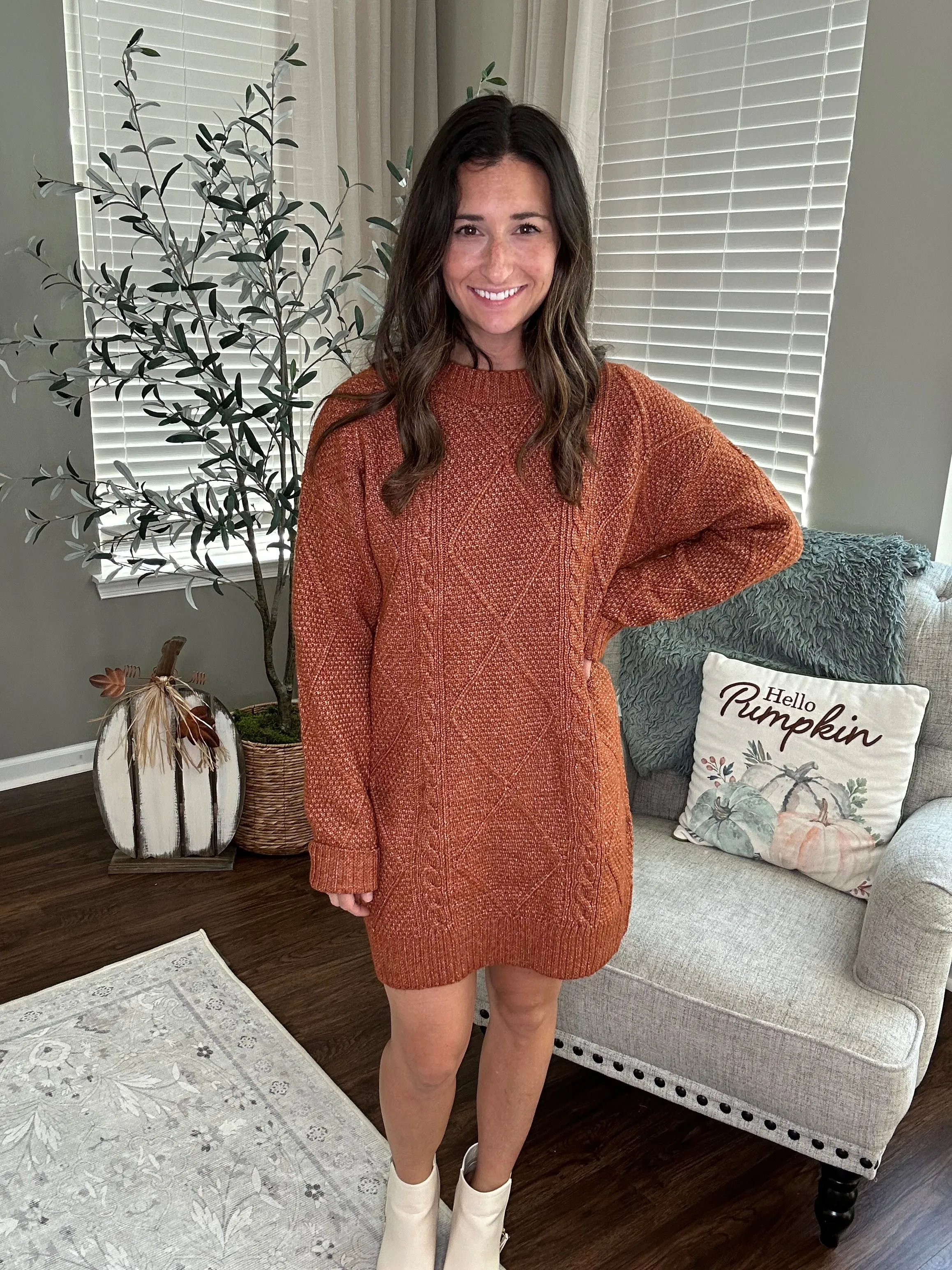 Cable Knit Sweater Dress