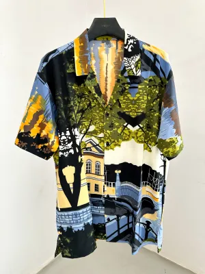 Cerdic Relaxed Abstract Print Cuban Shirt