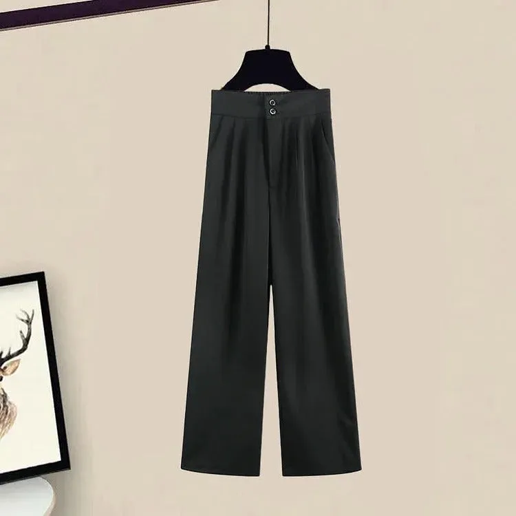 Chic Office Lapel Pocket Shirt High Waist Pants Two Piece Set