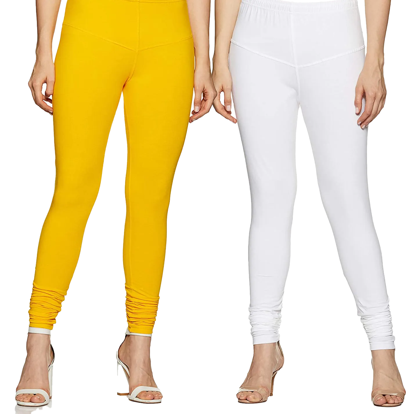 churidar Yellow and White Leggings for ladies (Pack of 2)