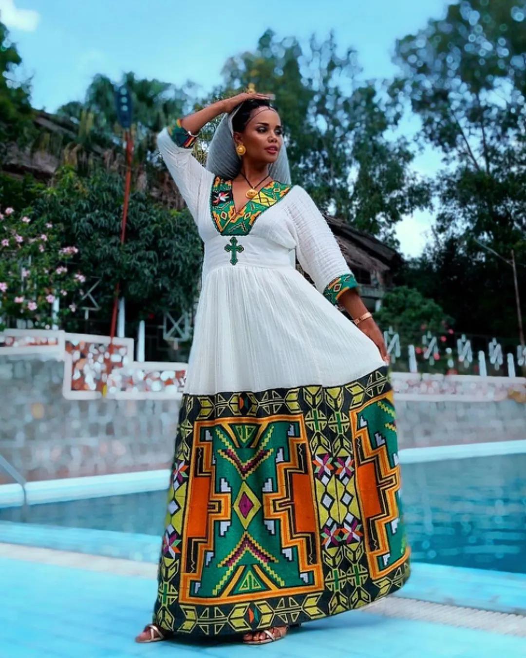 Colorful Pattern Habesha Dress Exquisite Ethiopian Dress For Any Occassion