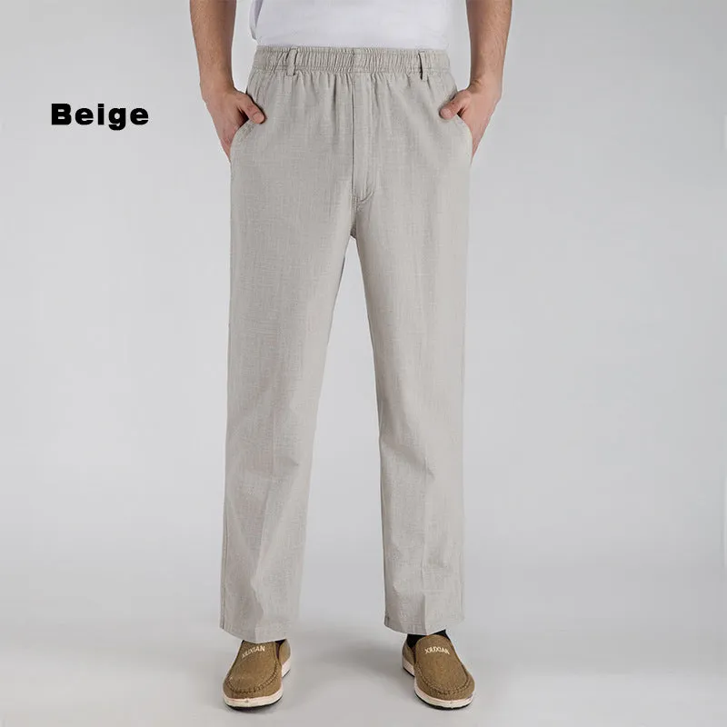 Comfortable High Waist Straight Casual Linen Trousers