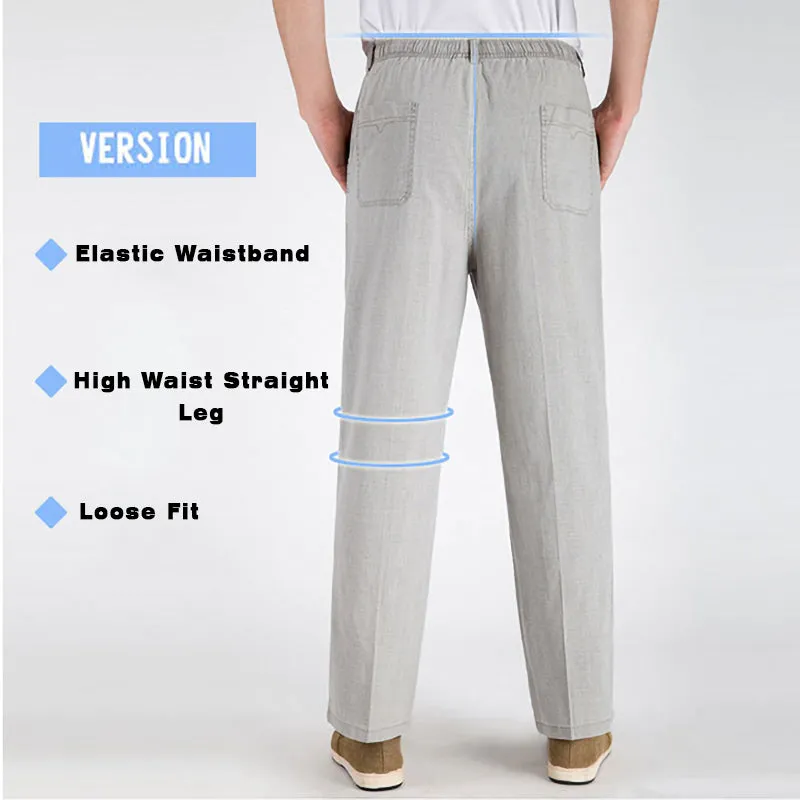 Comfortable High Waist Straight Casual Linen Trousers