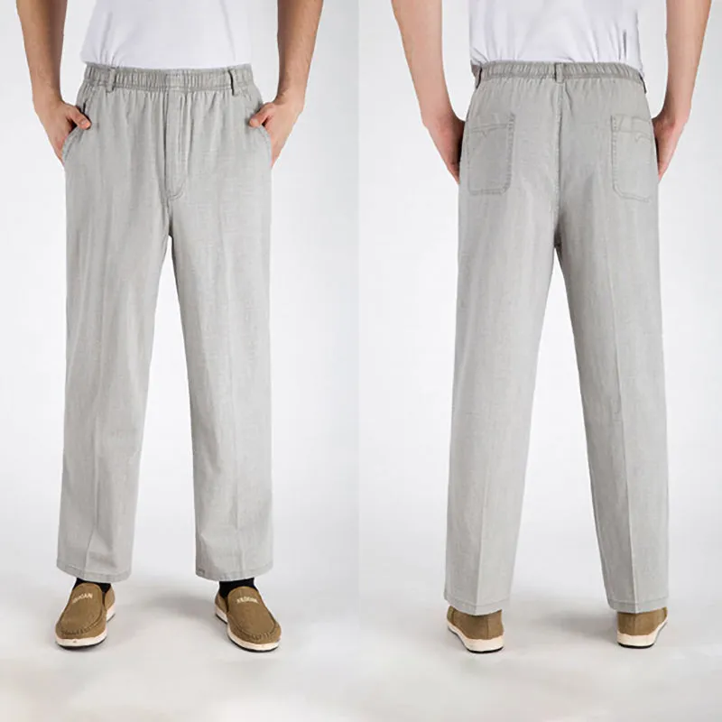 Comfortable High Waist Straight Casual Linen Trousers