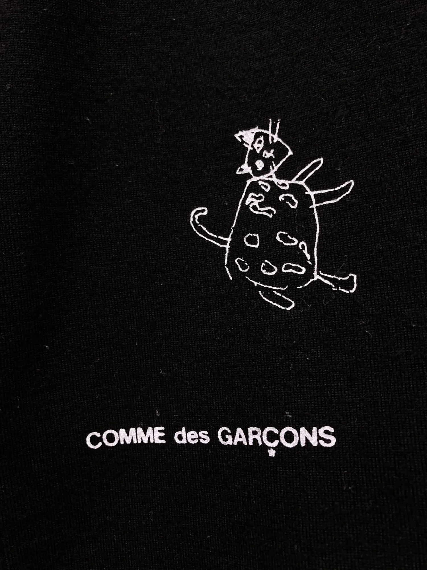 Comme des Garcons AW1989 black wool long sleeve cat top