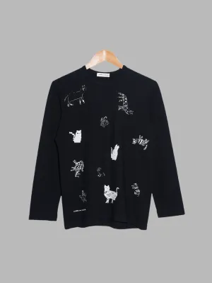 Comme des Garcons AW1989 black wool long sleeve cat top