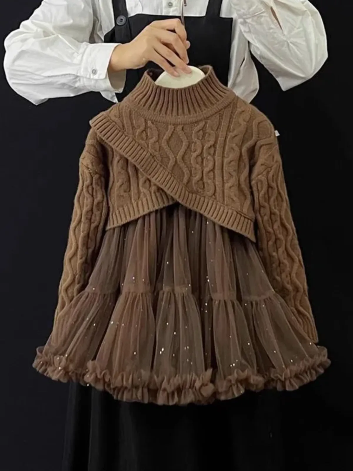 Cozy Knitted Tutu Dress & Woolen Sweater Set