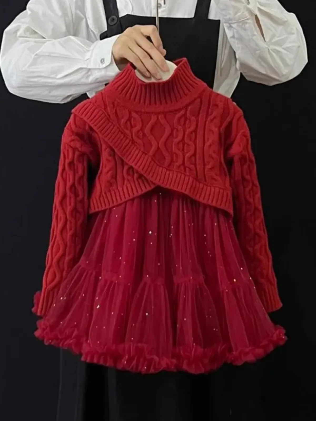 Cozy Knitted Tutu Dress & Woolen Sweater Set