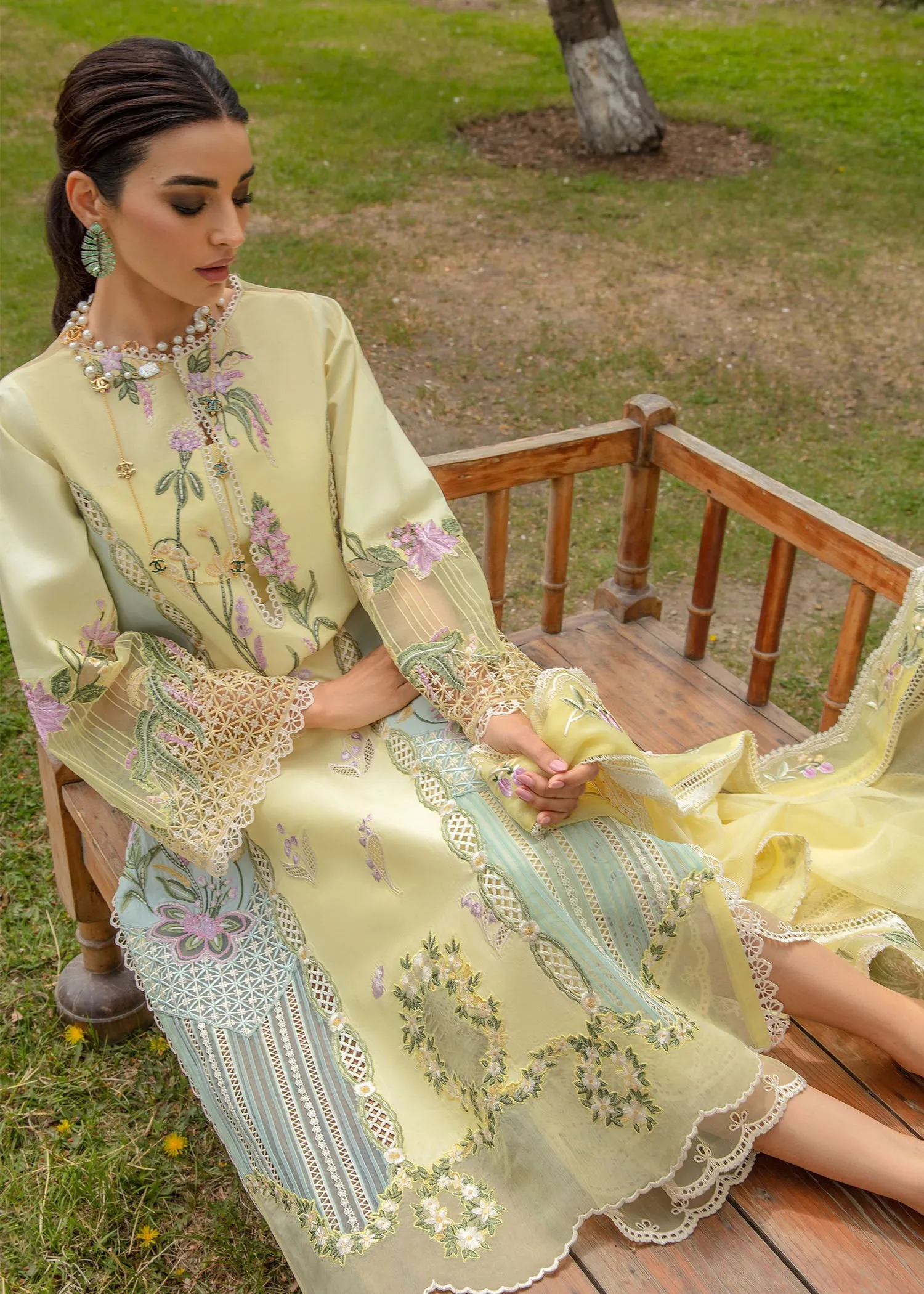 Crimson X Saira Shakira Luxury Lawn – Sun Kissed - Lemon