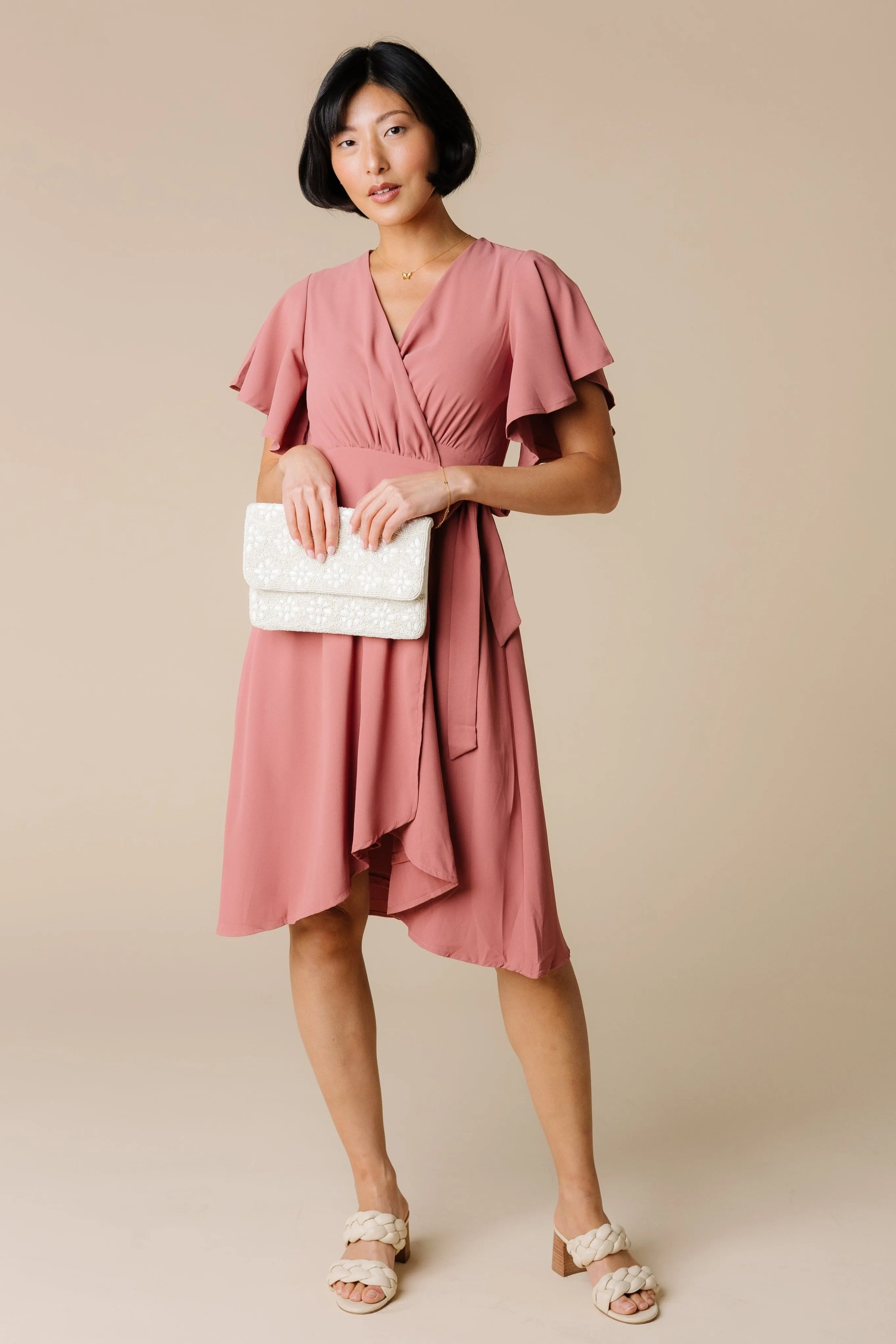 Daphne Tulip Wrap Dress - Rose